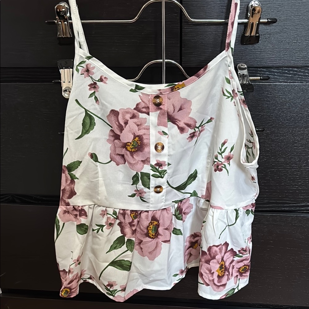 Flared Floral Button-Down Top